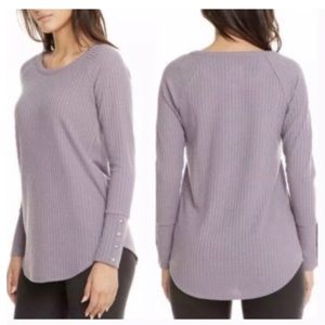 CHASER Lavender Waffle Knit Top
